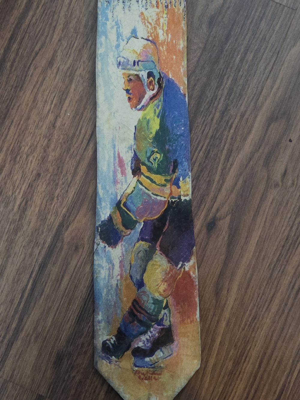 Artistic Multicolor Hockey Player Men's Tie